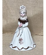 Vintage Cream Brown Elegant Lady Southern Belle Porcelain Bell - £7.04 GBP