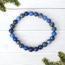 Certified Lapis Lazuli Round Beads 8 mm Crystal Stone Bracelet for Reiki Healing - £19.45 GBP