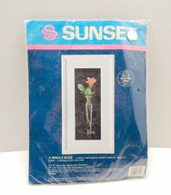 Sunset Counted Cross Stitch Kit A Single Rose 13521 Dimensions 1990 Sealed - £15.18 GBP