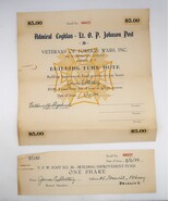 Vtg VFW Post 36 Albany NY Building Fund Promissary Note 1946 Rare Epheme... - $25.00