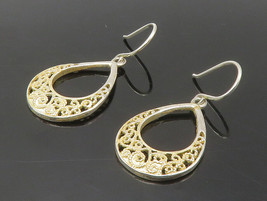 925 Sterling Silver - Vintage Shiny Swirl Twist Detail Dangle Earrings - EG7390 - £20.42 GBP