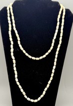 Vintage 49.5” Glass Bead Necklace – Barrel Beads with Moon-Like Glow - $460.52 MXN