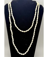 Vintage 49.5” Glass Bead Necklace – Barrel Beads with Moon-Like Glow - $24.99