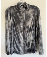 Chicos Travelers Metallic Gray Black Jacket Full Zip Mock Neck Shirt Top... - $19.55