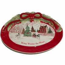 Fitz & Floyd Home Warms the Heart 13" Christmas Cookie Plate Platter Oval  - $18.80