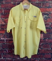 Columbia Men&#39;s Omni-Shade Short Sleeve Fishing Shirt XL Yellow Back-Vented - £12.66 GBP