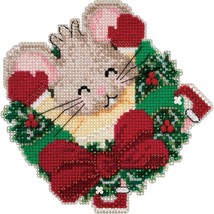 DIY Mill Hill Patsy Pine Mouse Christmas Wreath Bead Cross Stitch Picture Kit - $13.95