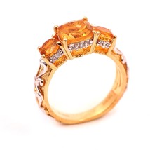 Art Deco Citrine Wedding Ring Dainty  Ring Matching Band Citrine Ring Gold Plate - £100.18 GBP
