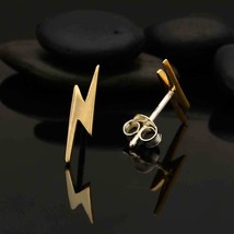 Bronze Lightning Bolt Post Earrings 14x4mm - $317.67 MXN