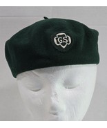 Vintage Girl Scouts Dark Green Wool Beret Hat with Patch for Refurbish - $352.83 MXN