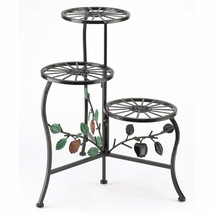 NEW MULTICOLOR IRON THREE STEP LEVEL COUNTRY APPLE PLANT STAND Indoor Ou... - £47.44 GBP