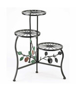 NEW MULTICOLOR IRON THREE STEP LEVEL COUNTRY APPLE PLANT STAND Indoor Ou... - £47.26 GBP