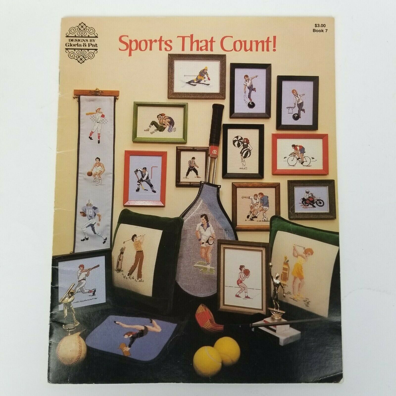 Sports That Count! – Designs by Gloria & Pat – 1978 Cross Stitch Book 7 Vintage - $7.92