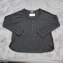 Victoria Secret Shirt Womens S Gray Long Sleeve Scoop Neck Button Knit Blouse - £18.34 GBP