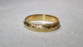 Vintage Antique 375 Soviet Gold Mens Floral Etched Ornate Band Ring K1329 - £280.58 GBP