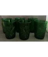 Anchor Hocking Forest Green Sandwich 3 3/4&quot; Glass Tumblers Set of 6 - £21.64 GBP