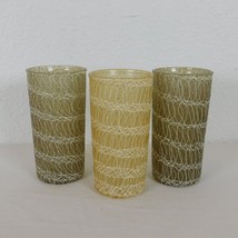 Spaghetti String Glasses Tumblers 3 Vintage Set Mid Century Rubber Drink... - £22.80 GBP