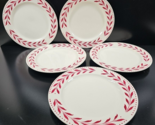 5 Homer Laughlin Hemlock Red Dinner Plates Set Vintage Brittany Piccadil... - $56.30