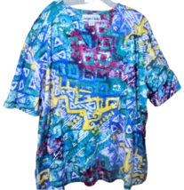 Vintage Jacque &amp; KoKo Womens 22/24 Top 3/4 Sleeve 80s Style Geometric De... - $6.88
