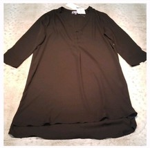 Tea n Rose 3/4 Long Sleeve Black V Neck Tunic Dress Size M New With Tags - $31.35