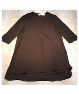 Tea n Rose 3/4 Long Sleeve Black V Neck Tunic Dress Size M New With Tags - £24.59 GBP
