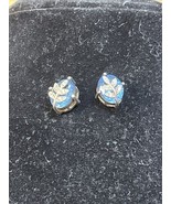 .25&quot; Blue Stone Sterling Silver Stud Earrings KG JD Charming Fasion Jewelry - $17.82