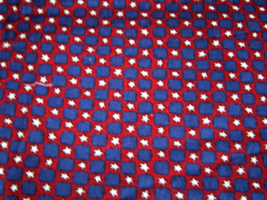 Americana Red Background White Stars and Blue Squares Cotton Fabric Quilt Craft  - $16.99