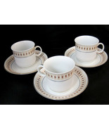 Liling China Fine Porcelain 3 Demitasse Coffee Cups &amp; Saucers Diamond Pa... - £34.36 GBP