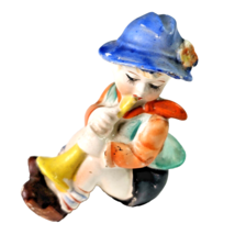Occupied Japan Boy playing Horn porcelain figurine child - $40.44 CAD