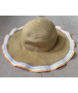 Pastel Rainbow Trim Floppy Rim Paper Straw Hat Sunhat Pride LBGTQIA Cott... - $13.86