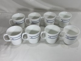 8 CORELLE Coffee Tea Juice Water Cups w/4 Blue Rings + Tulips - $11.39