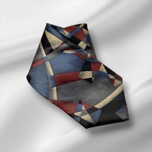 Bill Blass Mens Vintage Red, Blue and Black Geometric Pattern Silk Tie - £10.48 GBP