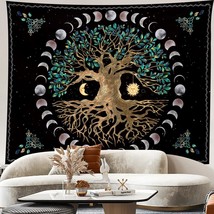 Aesthetic Wall Tapestry for Living Room Bedroom (Tree of Life Moon Phase, M(51.2 - £31.17 GBP