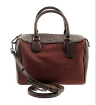 COACH Mini Bennett Satchel Legacy Jacquard F57242 Brick Red Brown - £80.41 GBP