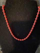 Monet Gold Tone 10mm Red Acrylic Bead 14” Strand Fashion Necklace - £7.86 GBP