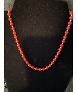 Monet Gold Tone 10mm Red Acrylic Bead 14” Strand Fashion Necklace - £7.81 GBP