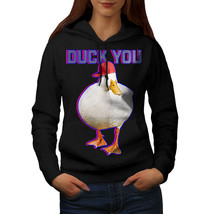 Wellcoda Sarcastic Duck You Womens Hoodie, Witty Casual Hooded Sweatshirt - £28.53 GBP