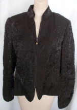 VICTOR COSTA Blazer Rich Brown Jacket Crinkle Puckered Rayon Fabric SZ 14 - £11.72 GBP