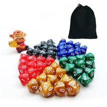 50Pcs Assorted D10 Pack, 5X10Pcs 10 Sides Dice Marble Polyhedral Dice D1... - $29.99
