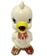 Vintage Handpainted Baby Chick Ceramic Figurine 5 Inches Red White Yellow - $20.52