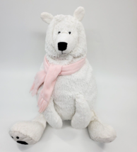 Animal Adventure White Polar Bear  Pink Scarf 2019 Plush Stuffed Toy B315 - £9.71 GBP