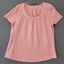 Talbots Women Shirt Size M Pink Petite Preppy Embroidered Classic Short Sleeves - £10.04 GBP