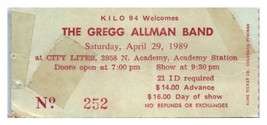 The Gregg Allman Band Concert Ticket Stub April 29 1989 Colorado Springs CO - £35.59 GBP