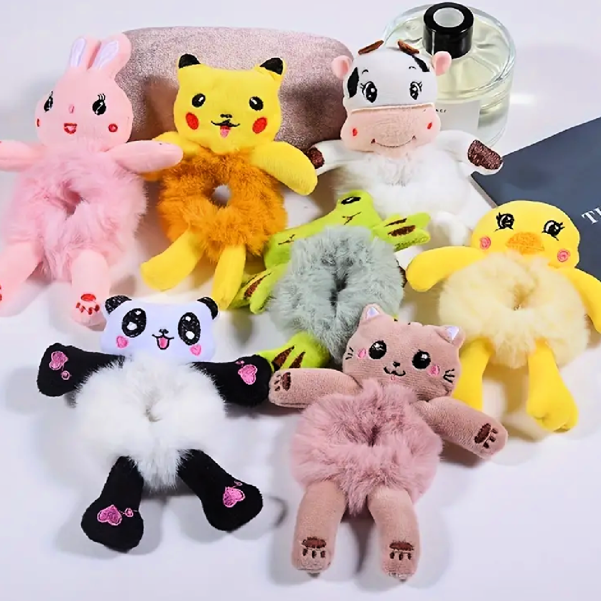 Plush Cartoon Animal Hair Scrunchies Faux Fur Ponytail Holder Girls Acce... - $10.00