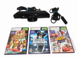 Xbox 360 Kinect Sensor Bar With Cable Extension &amp; 3 Kinect Video Games - $25.00