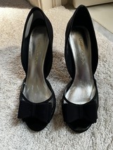 Caparros BLACK SATIN/SUEDE BOW Womens SZ 9 Heels EVENING Shoe WEDDING - $357.51 MXN