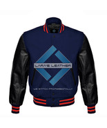 New American Letterman College Varsity Jacket &amp; Real Black Leather Sleev... - $128.55 CAD