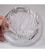 Frosted Crystal Raised Floral Iris Bedside Ring, Trinket Or Candy Dish 5... - $10.46