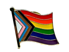 Progress Pride Badge Lapel Pin LGBTQIA LGBTQ+ Gay Trans Bi Minorities Rights New - £3.29 GBP