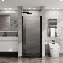 Goodyo 34x72 Pivot Shower Door - Black, Tempered Glass - $387.99